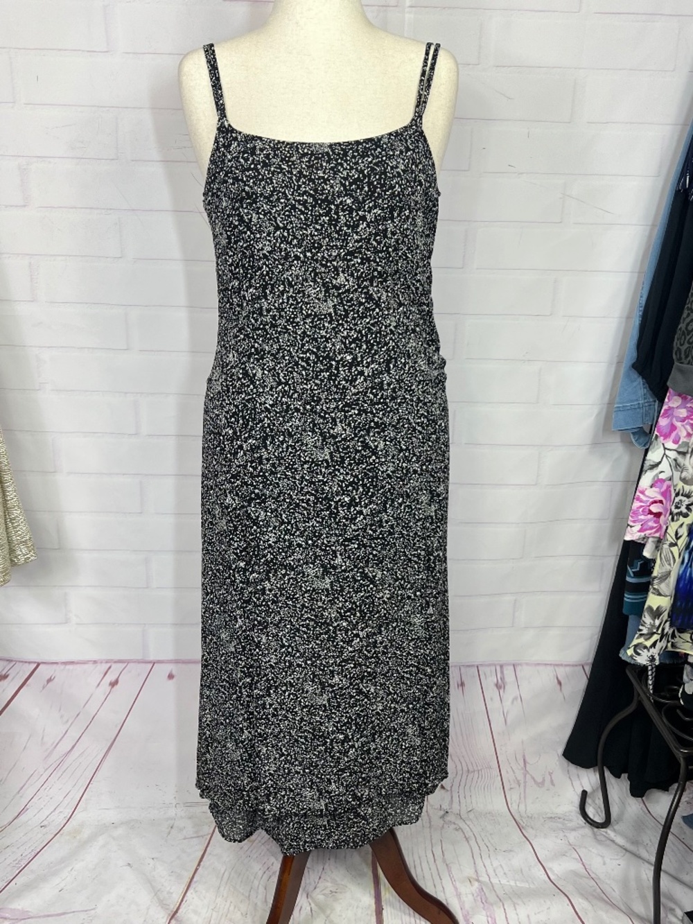 👗|•NEWPORT NEWS•| Long Black & White Print Maxi Dress Size 12👗